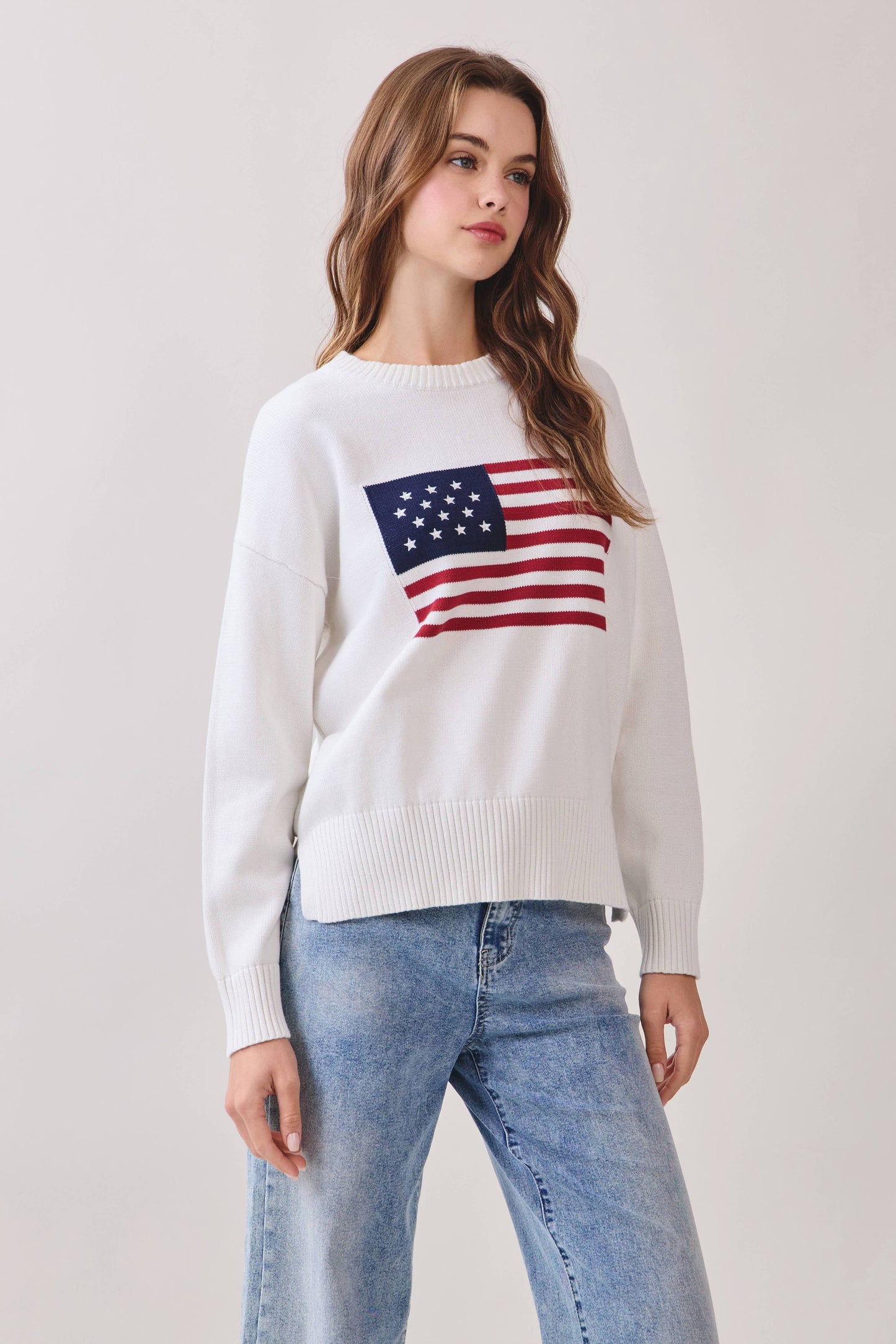 American Flag Knit Pullover Sweater