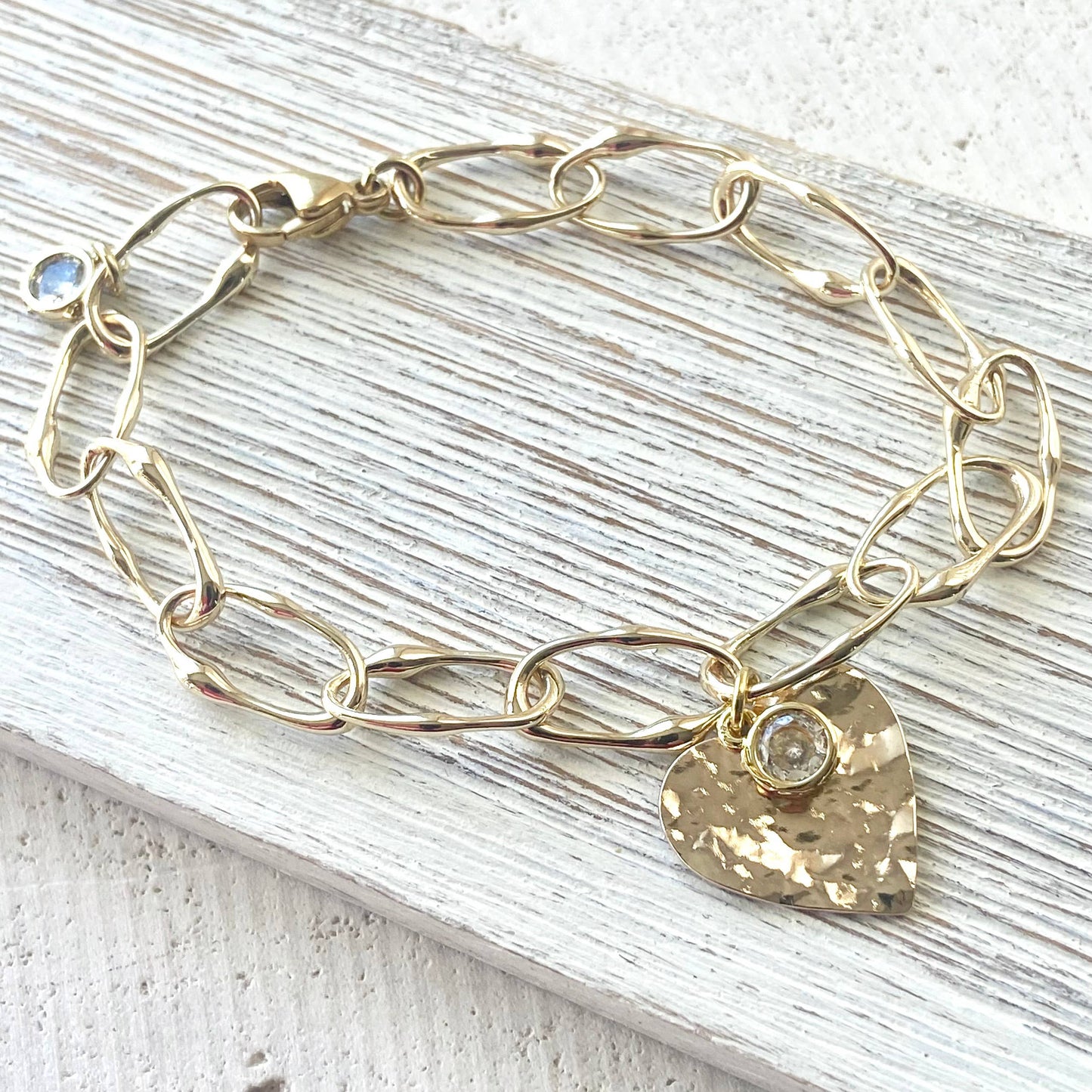 Heart Pendant Crystal Accent Bracelet