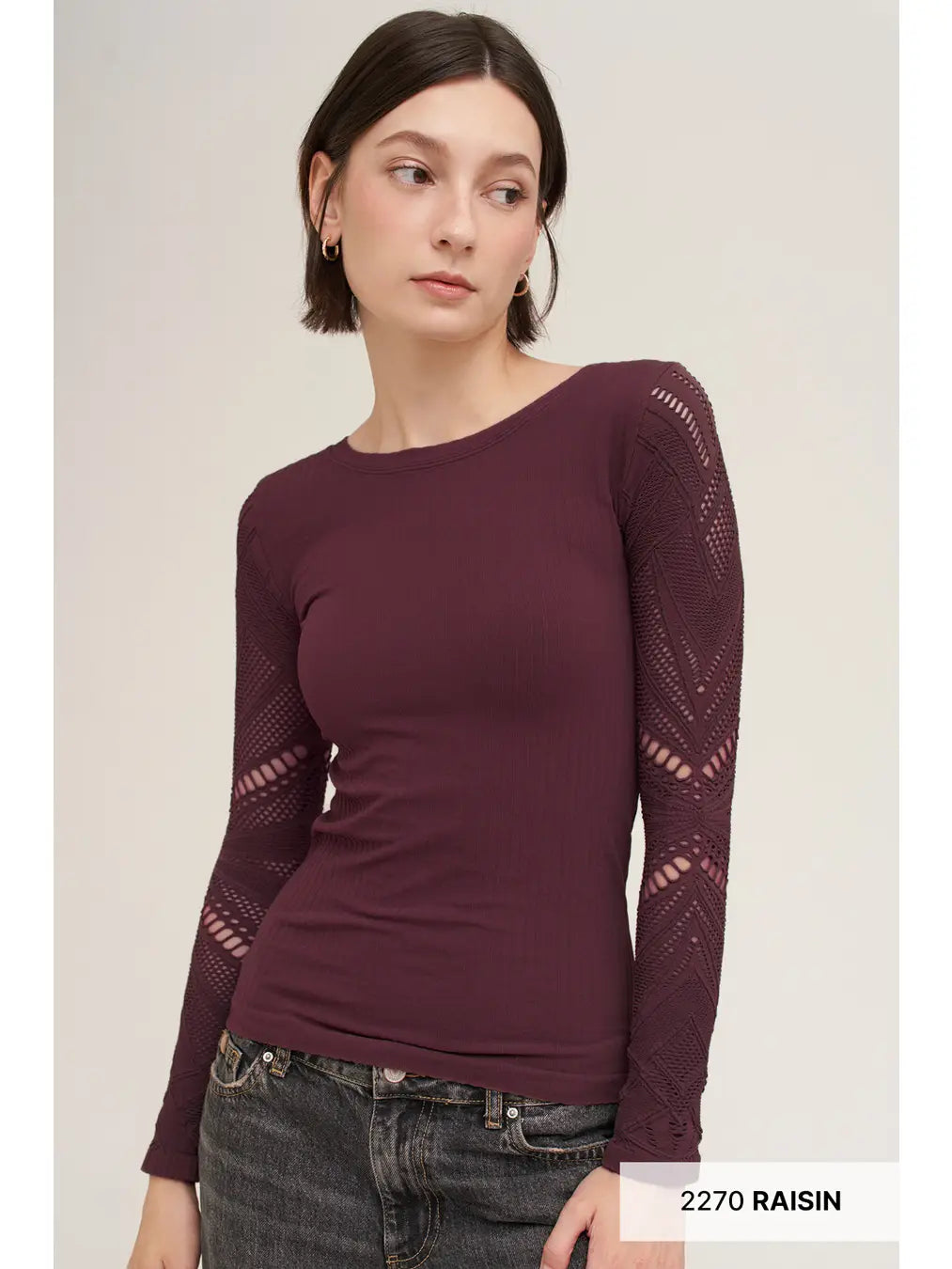 Wide Textured Long Sleeve Top