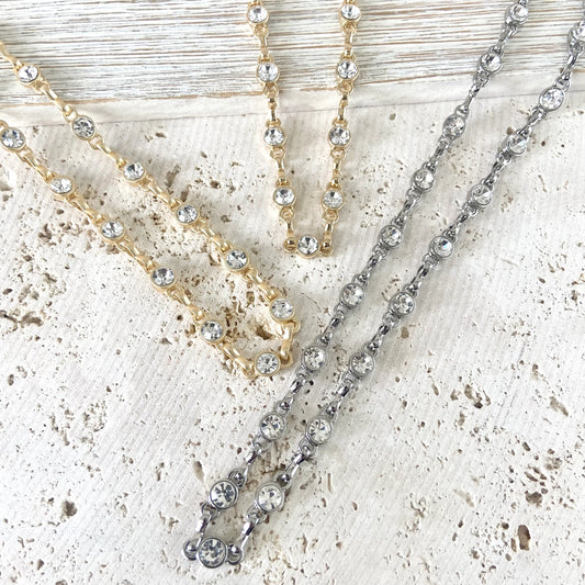 Simple Crystal Layering Necklace