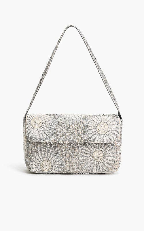 IVORY PETAL FROSTWORK SHOULDER BAG
