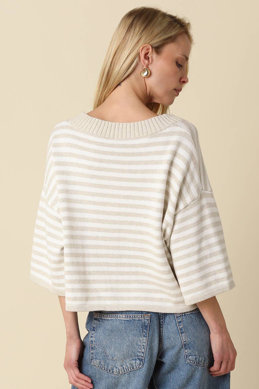 Natalia Stripe Loose Knit Top