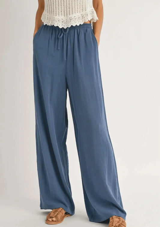 Sugarloaf Elastic Waist Pants - Indigo