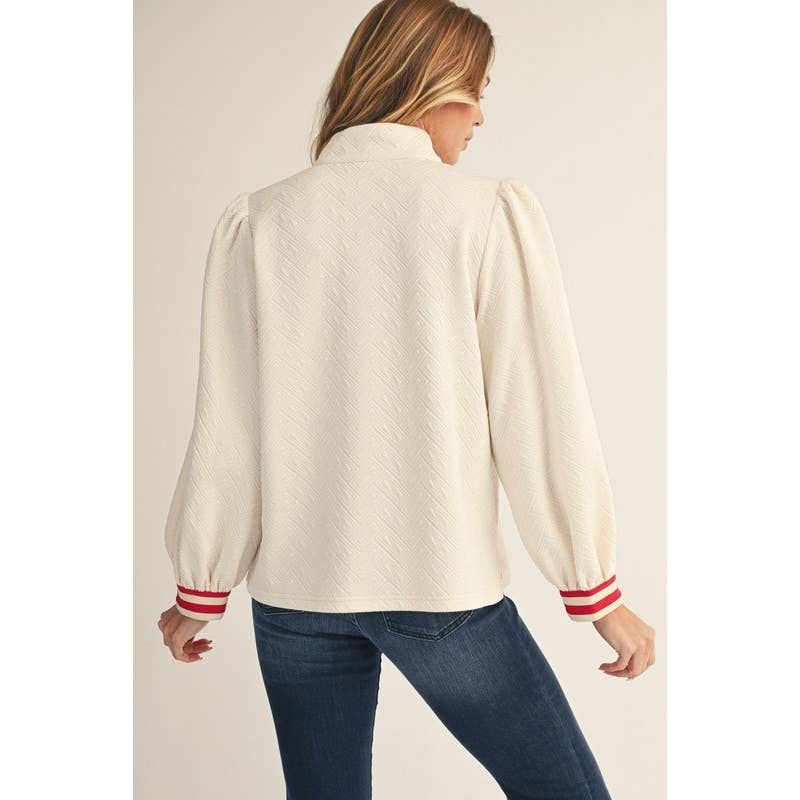 Long Puff Sleeve Textured Top