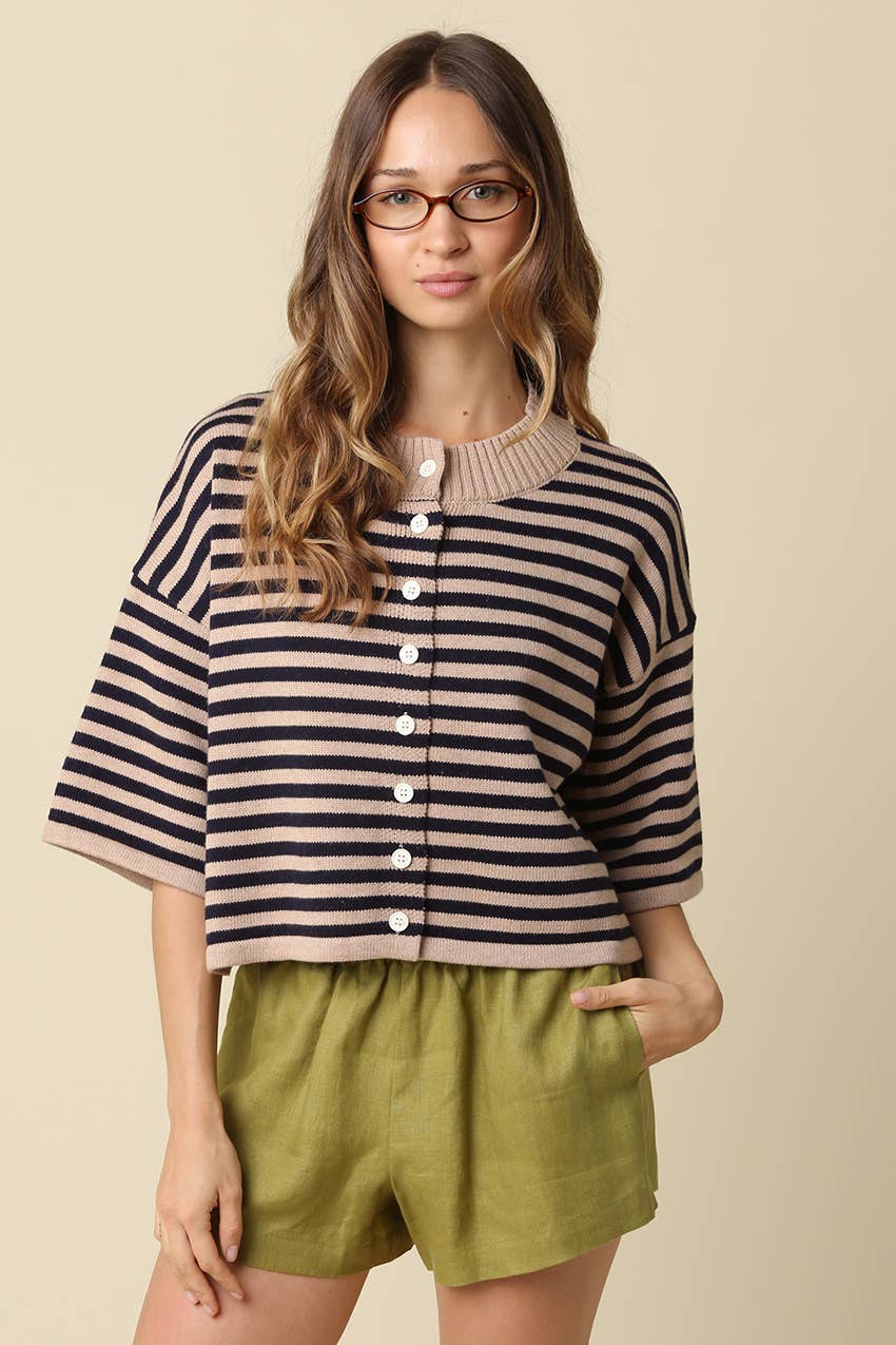 Natalia Stripe Loose Knit Top