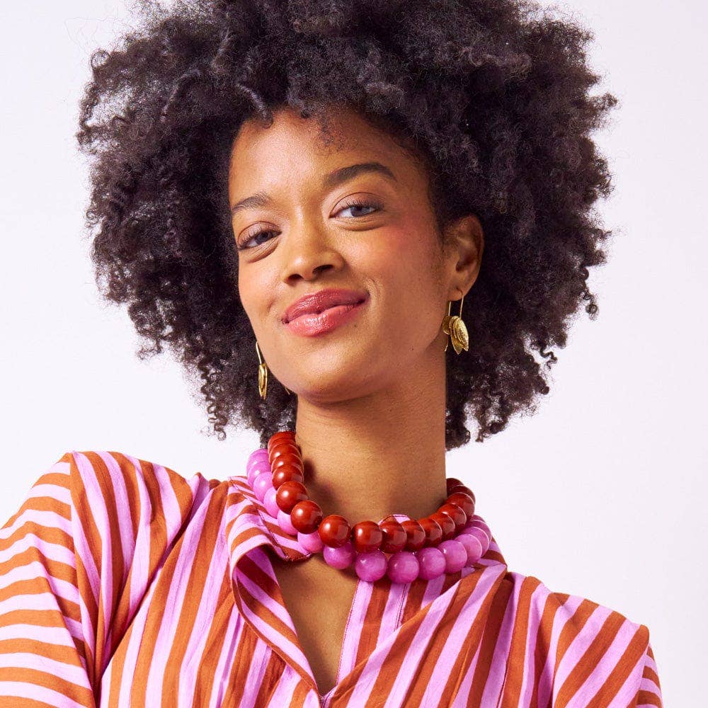 Iris Large Resin Bead Necklace - Purple