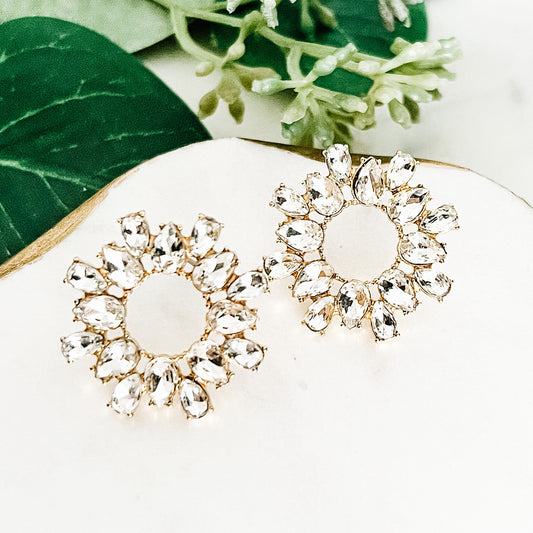 Open Circle Crystal Stud Earrings