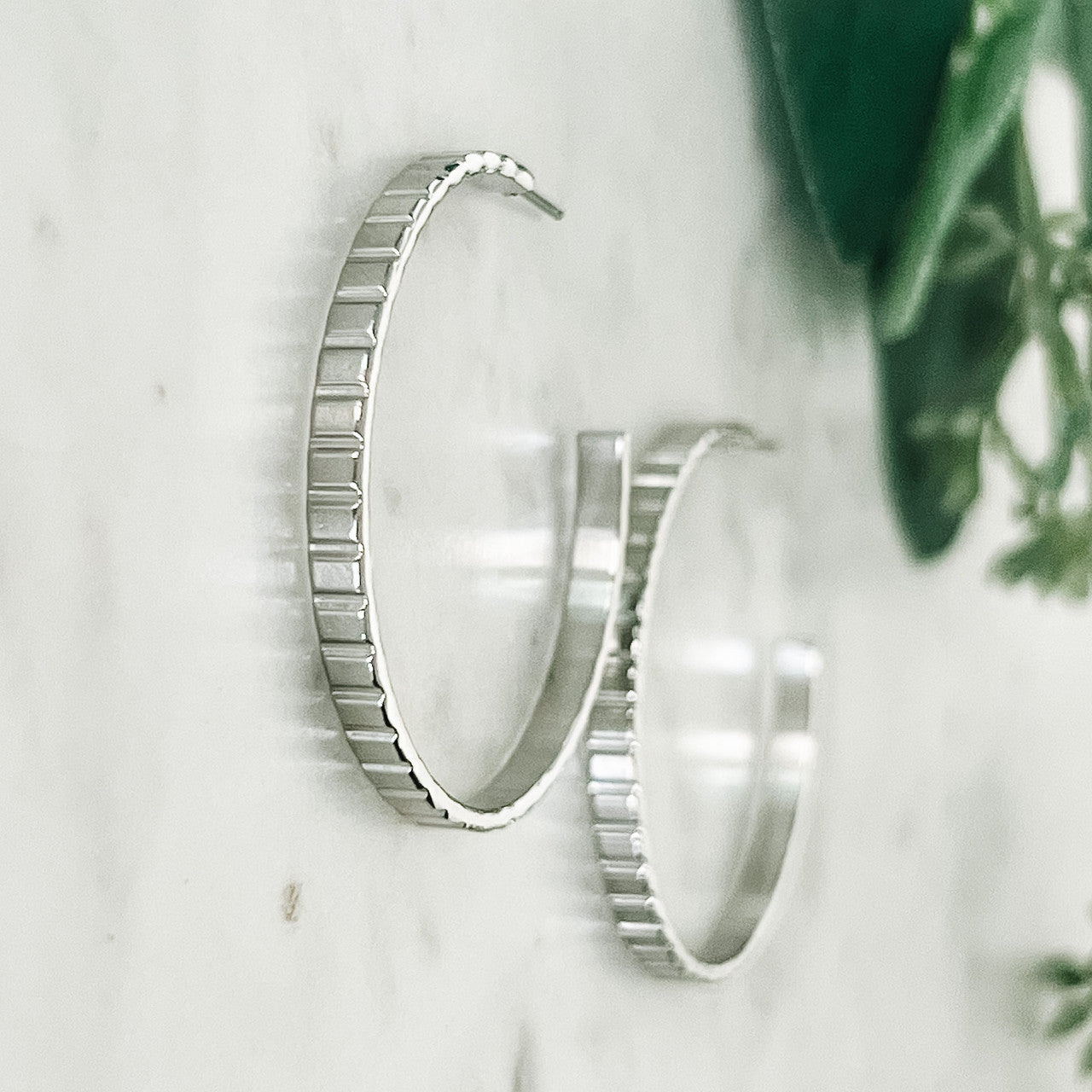 Matte Squares Hoop Earrings