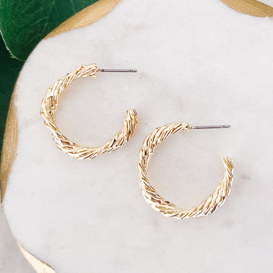 Gold-Dipped Brass Hoop Earrings