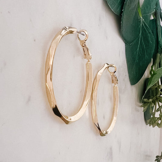 Faceted Gold Hoop Earrings
