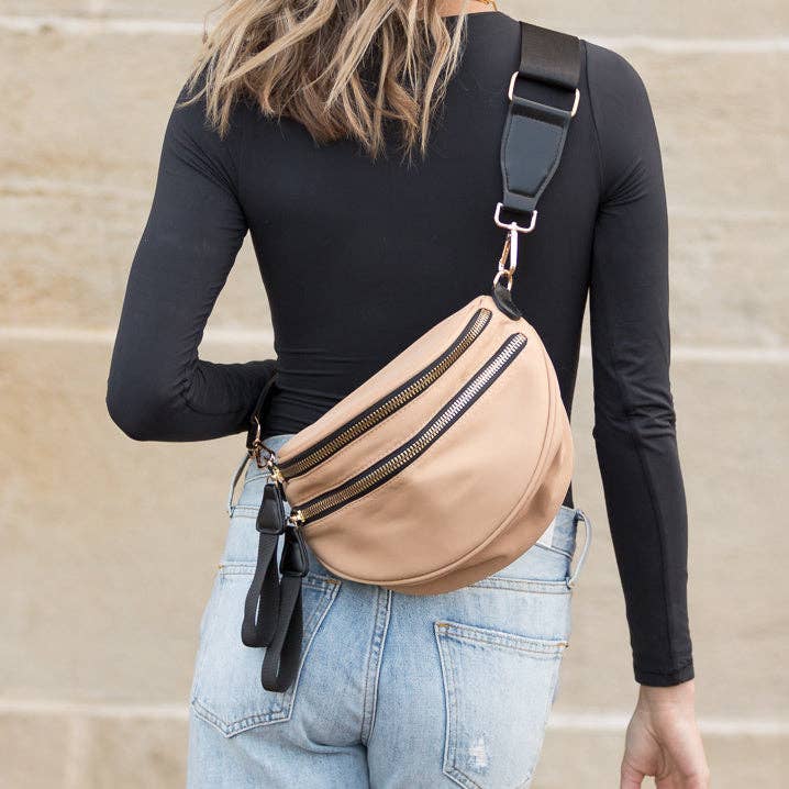 Gia Double Zip Nylon Sling Bag