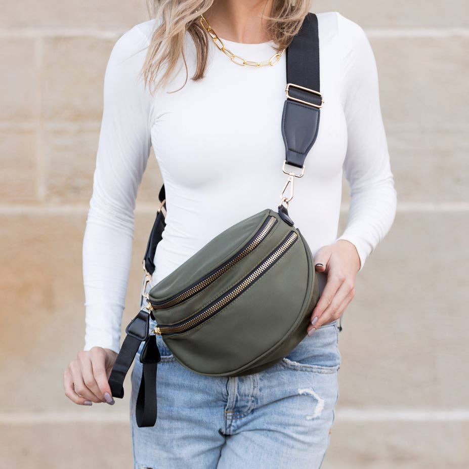 Gia Double Zip Nylon Sling Bag