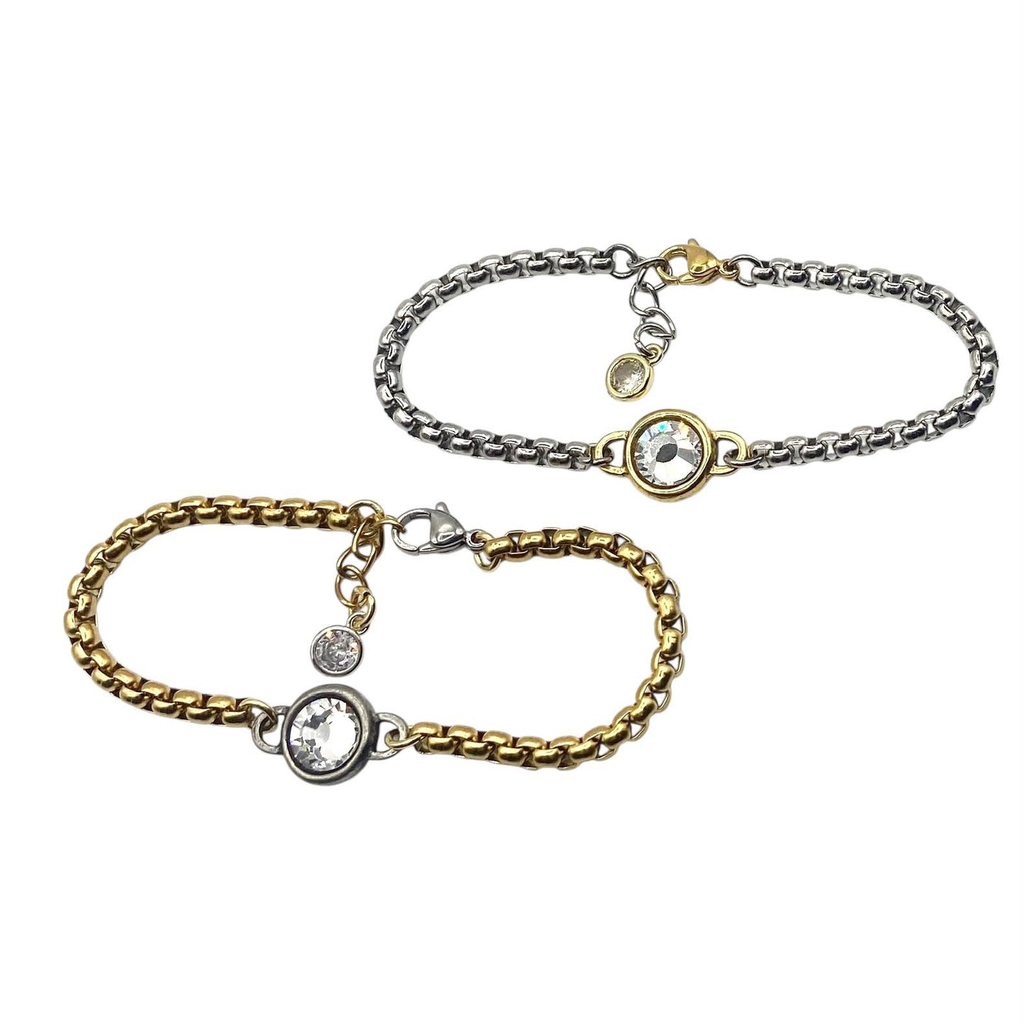Luxe Two-Tone Mixed Metal Crystal Bracelet 