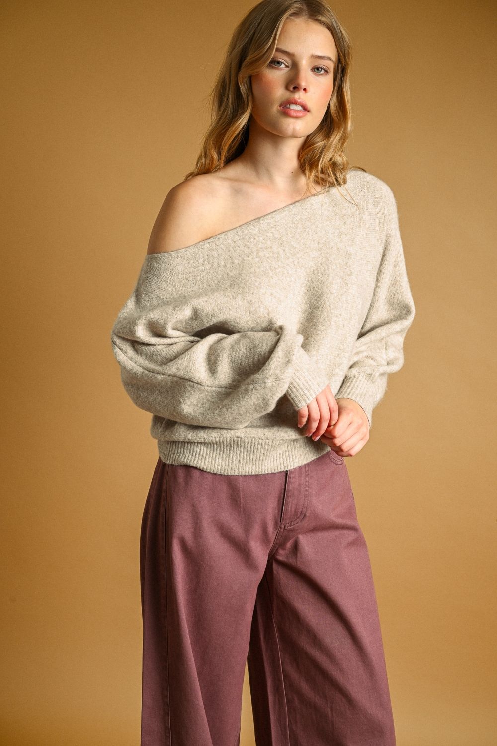 Long Sleeve Boat Neck Top