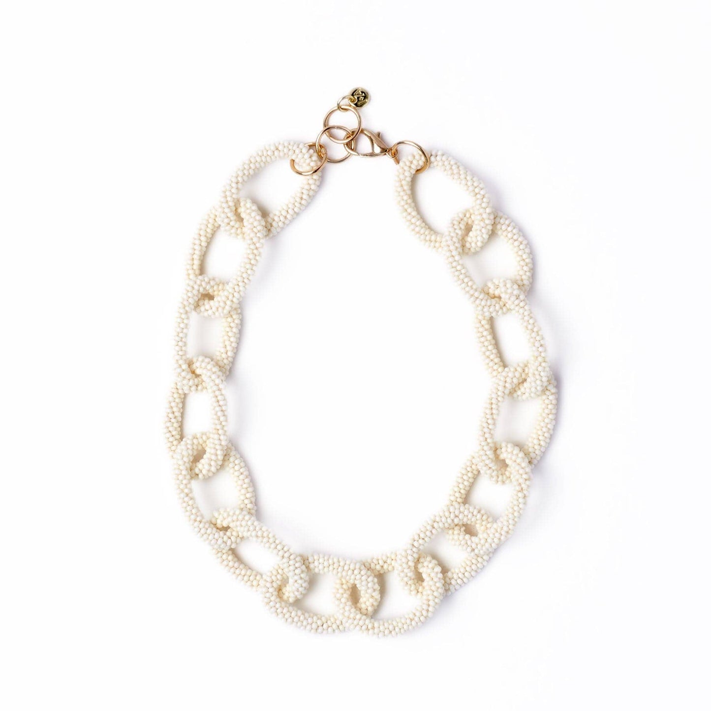 Jenna Chain Link Beaded Necklace - Ivory