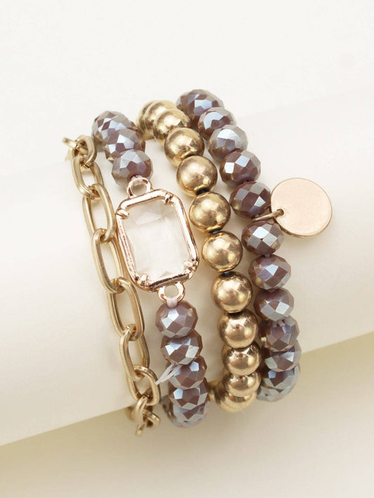 Metallic & Faceted Beaded Bracelet Set