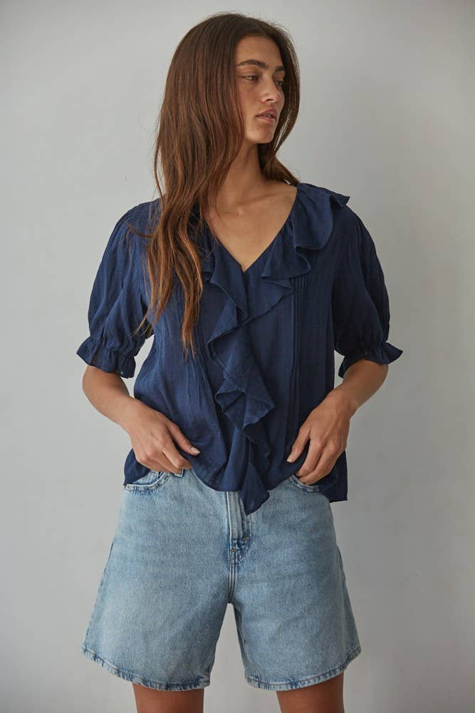 Ruffle V-Neck Blouse