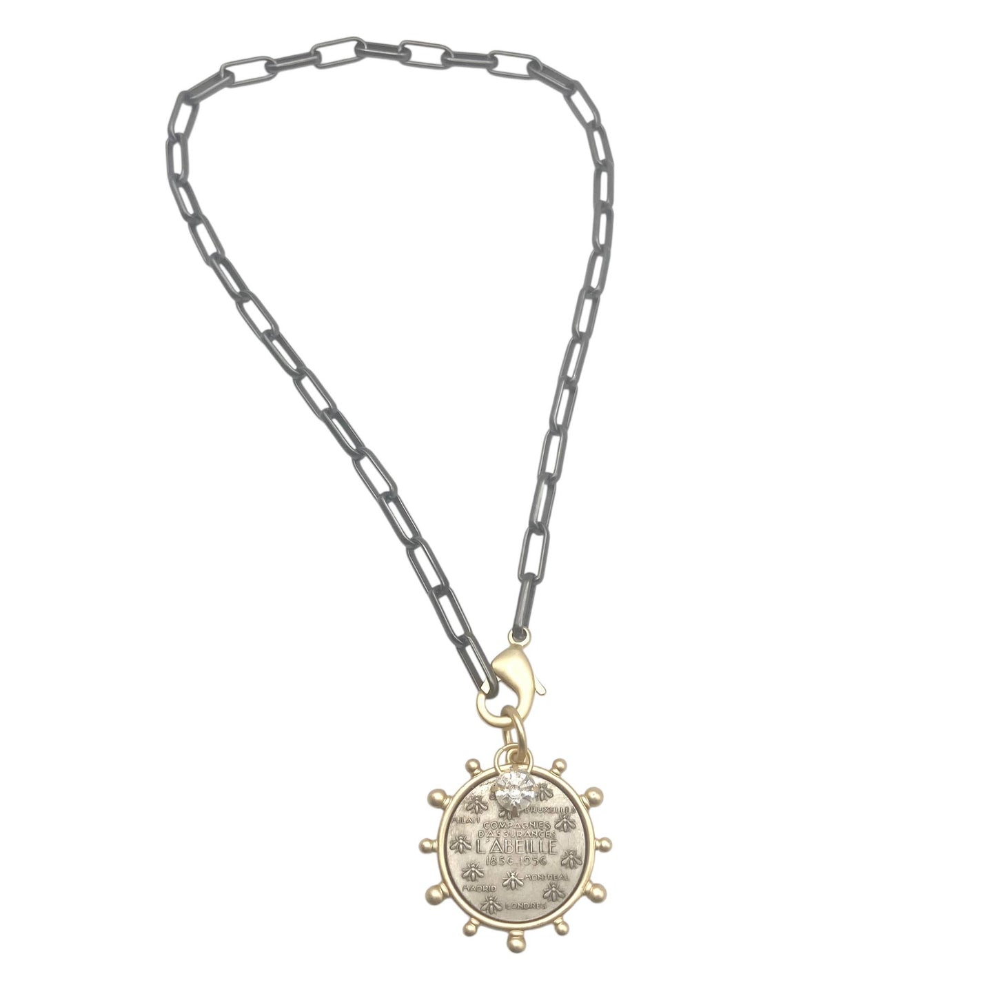 L'Abeille French Coin Necklace - Mixed Metal