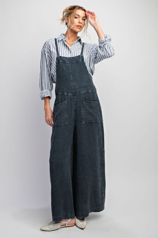 MINERAL WASHED COTTON OVERALLS