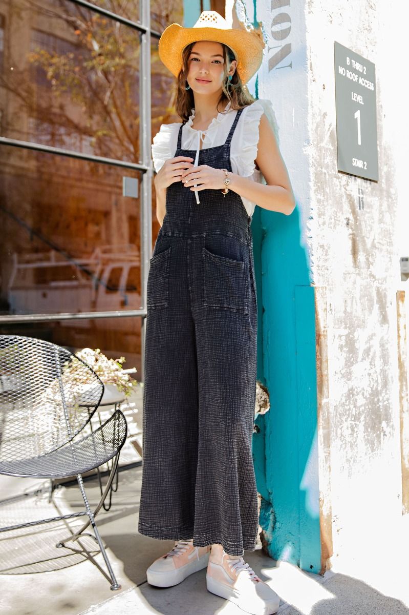 MINERAL WASHED COTTON OVERALLS