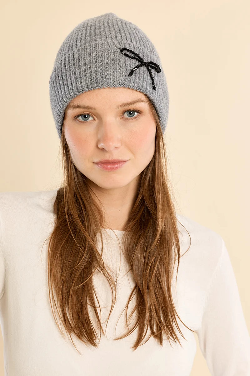 Crystal Bow Knitted Hat
