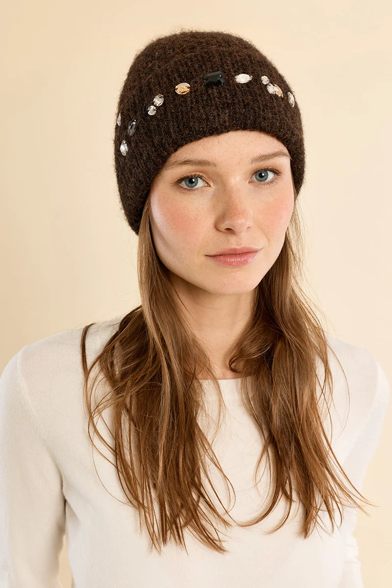 Rhinestone Detail Knit Hat