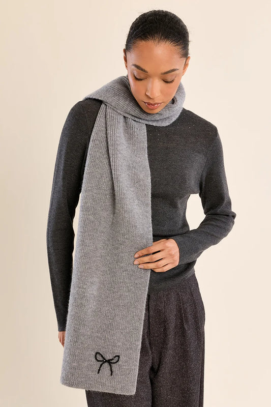 Crystal Bow Knitted Scarf