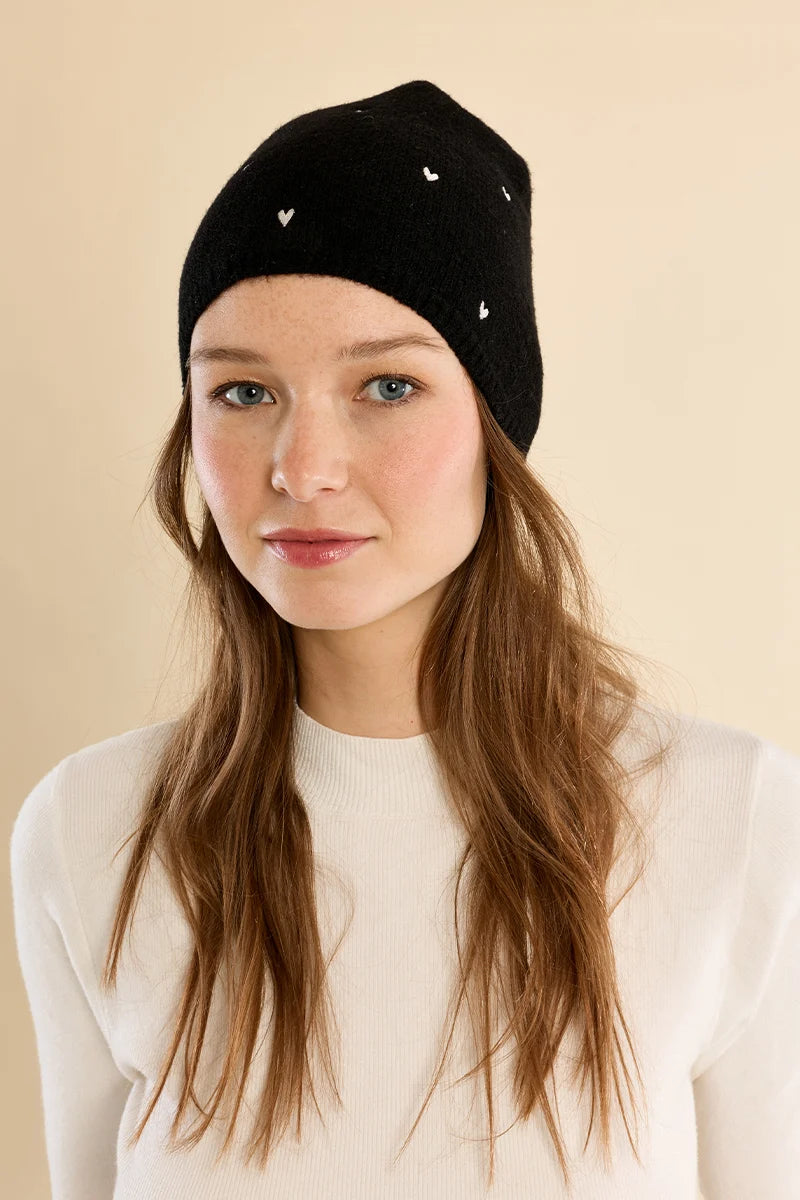 Knit Beanie w/Hearts