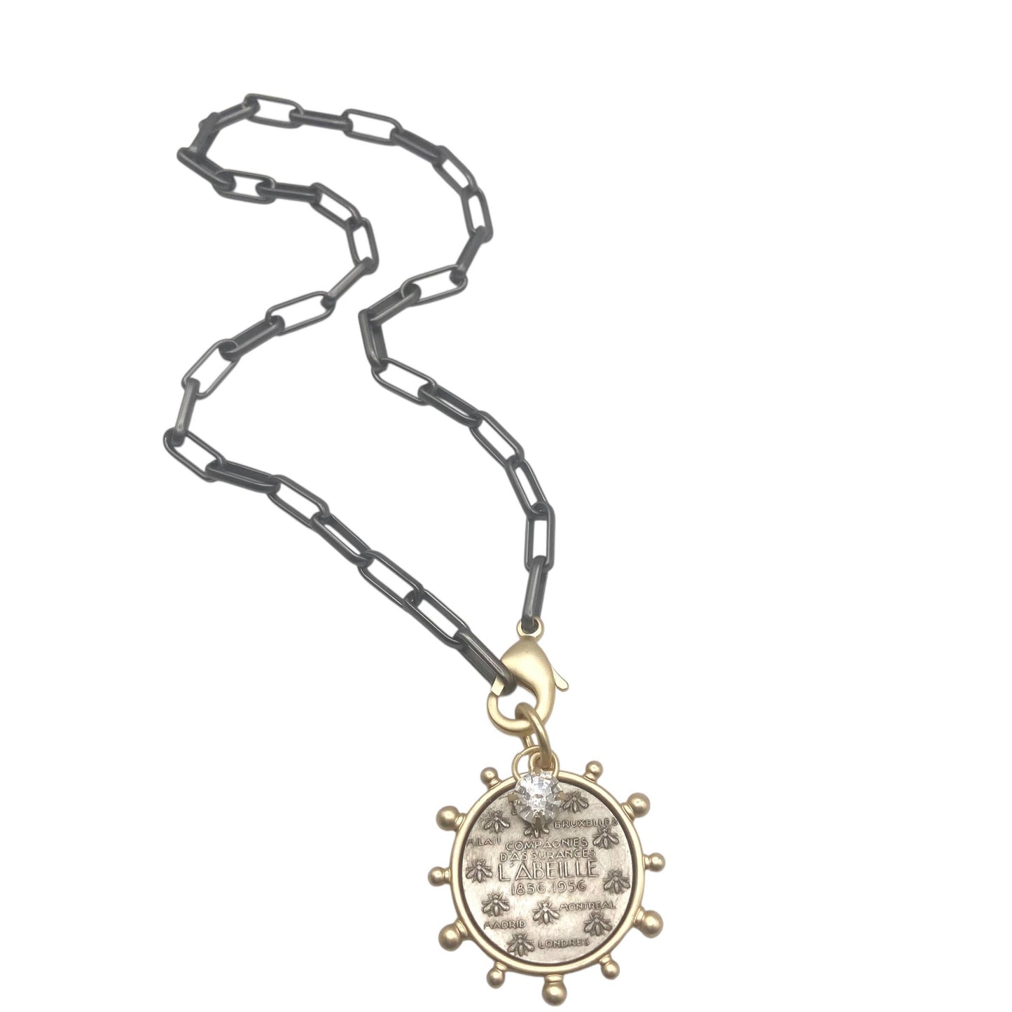 L'Abeille French Coin Necklace - Mixed Metal