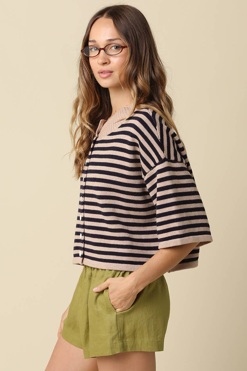 Natalia Stripe Loose Knit Top