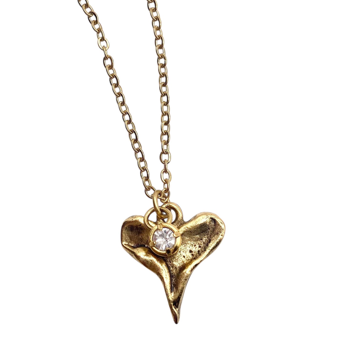 Hammered Heart Charm Necklace 