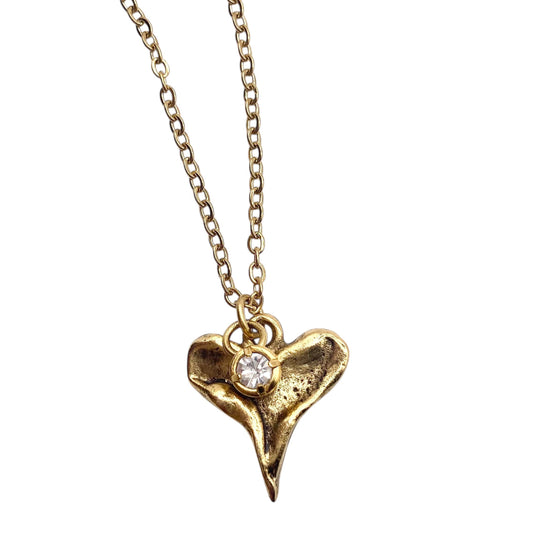 Hammered Heart Charm Necklace 