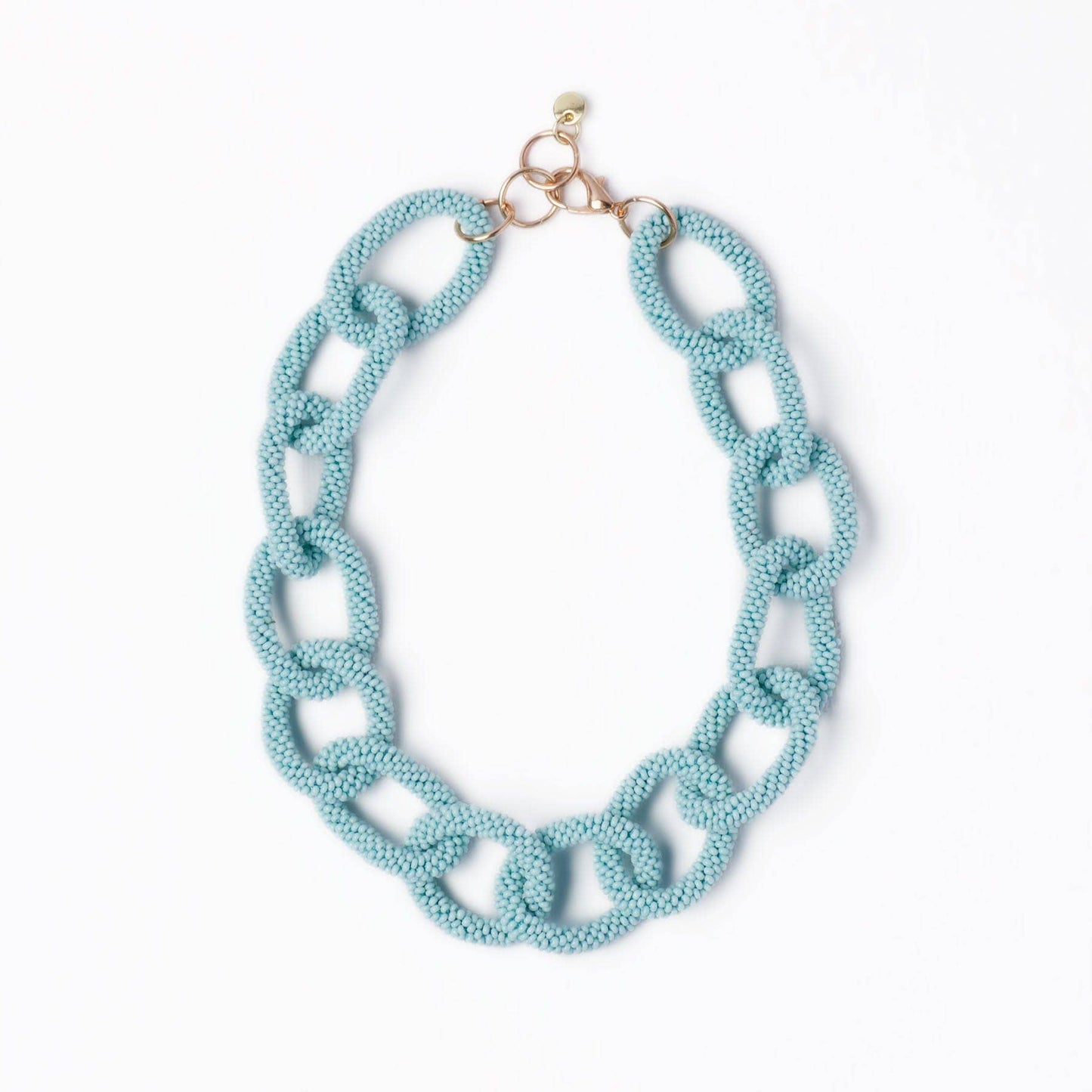 Jenna Chain Link Beaded Necklace - Light Blue