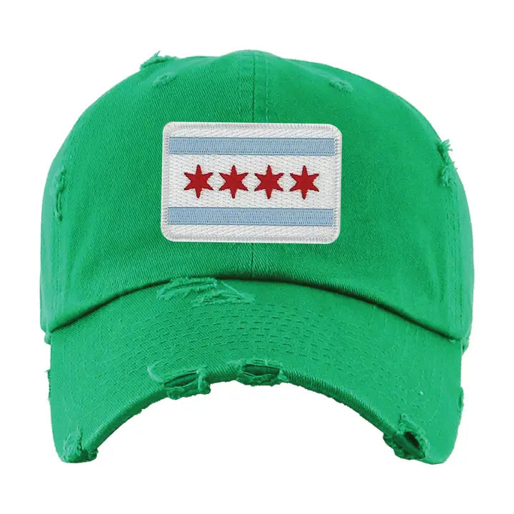 Chicago Flag Patch Distressed Hat