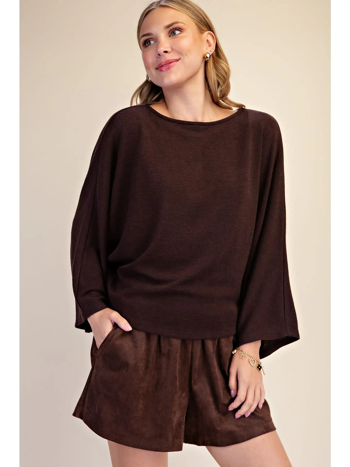 Boat Neck Long Sleeve Pullover Everyday Top