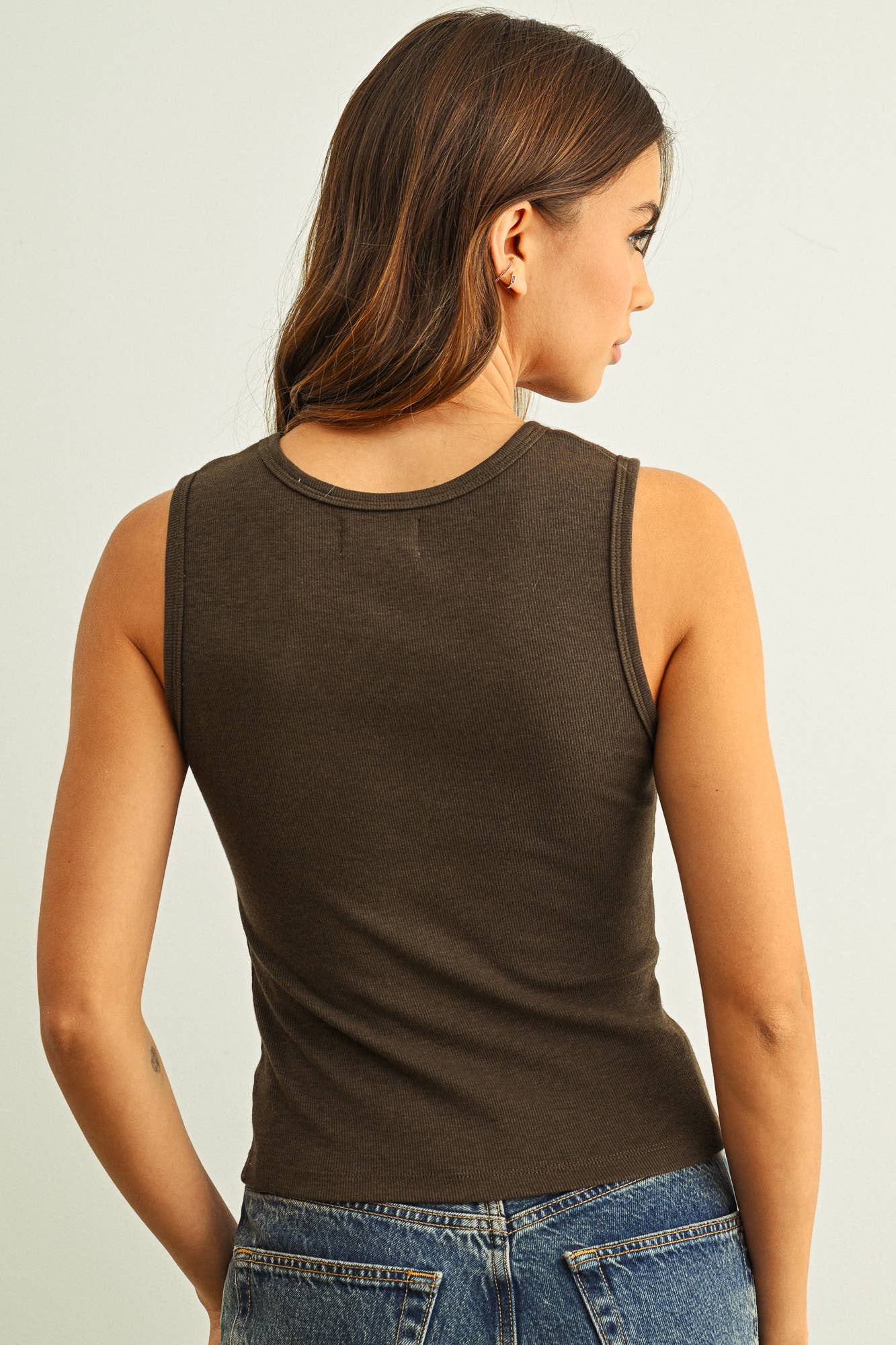 U-Neck Shape Ribbed Tank