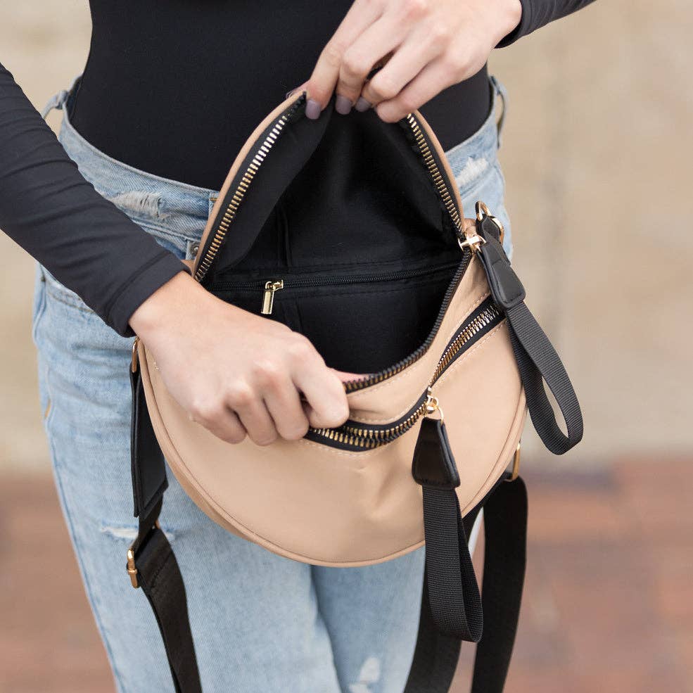 Gia Double Zip Nylon Sling Bag