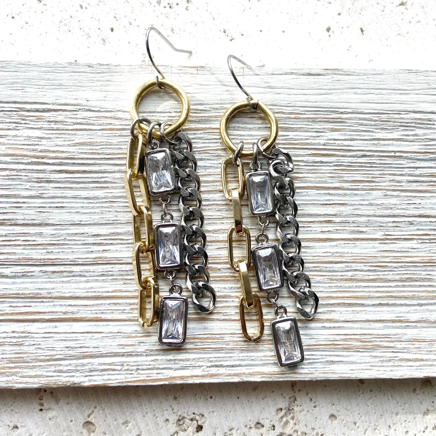 Mixed Metal Edgy Glam Earrings