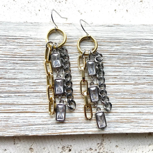 Mixed Metal Edgy Glam Earrings