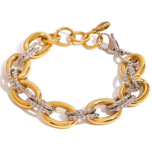 Mixed Metal Gold & Silver Link Bracelet