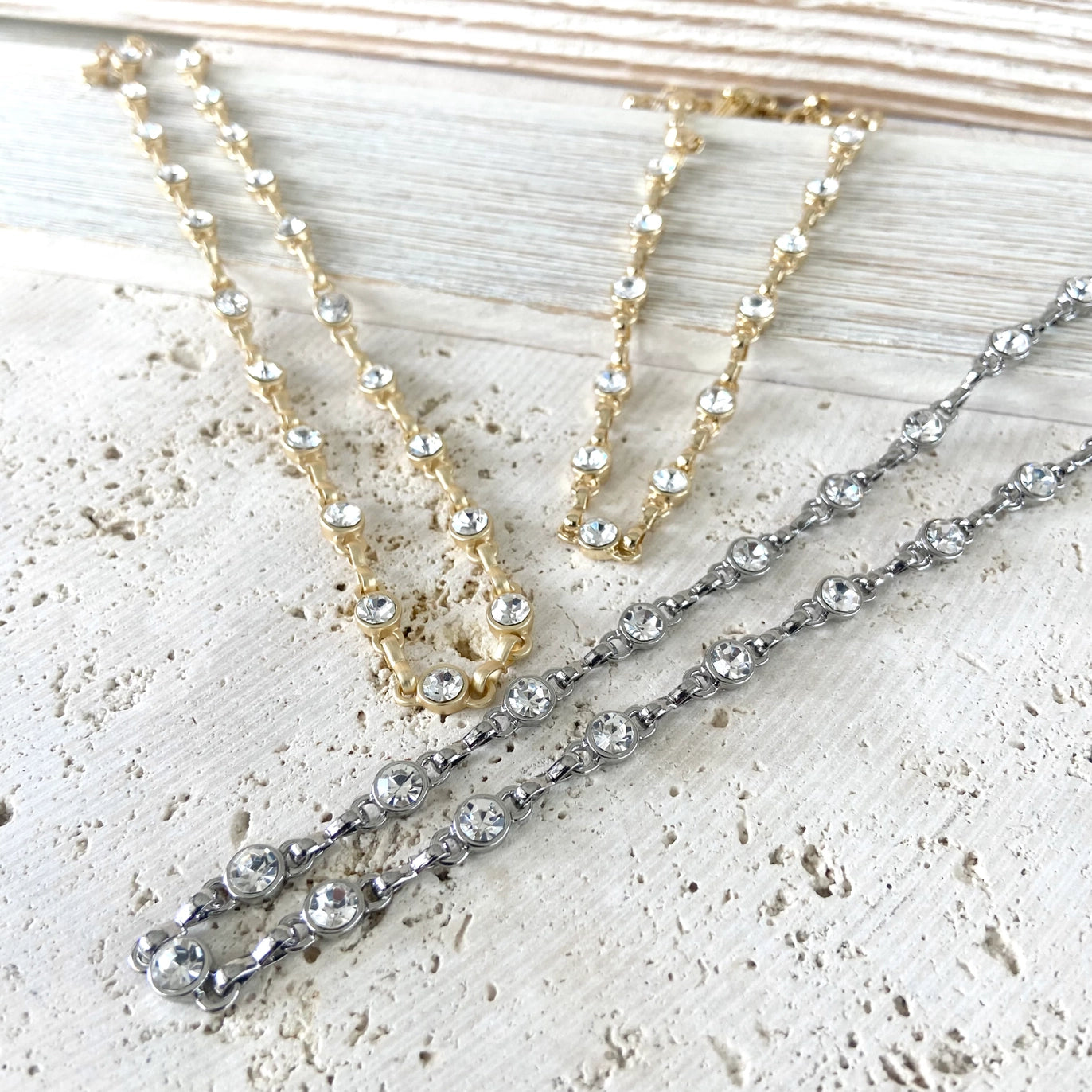 Simple Crystal Layering Necklace
