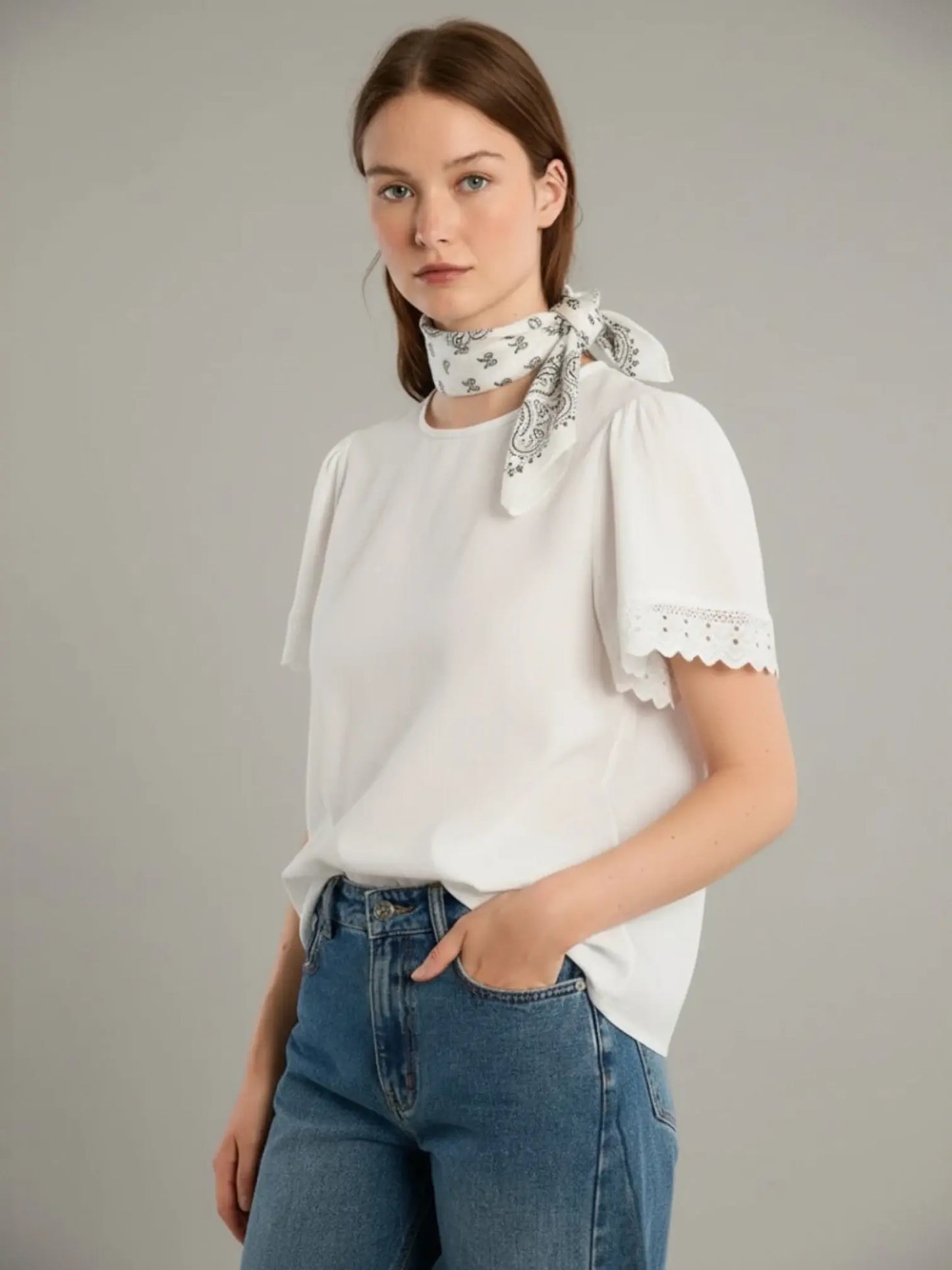 Silky Bandana Scarf - Off White