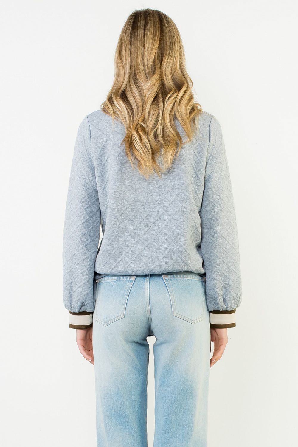 QUILTED HALF ZIP PULLOVER