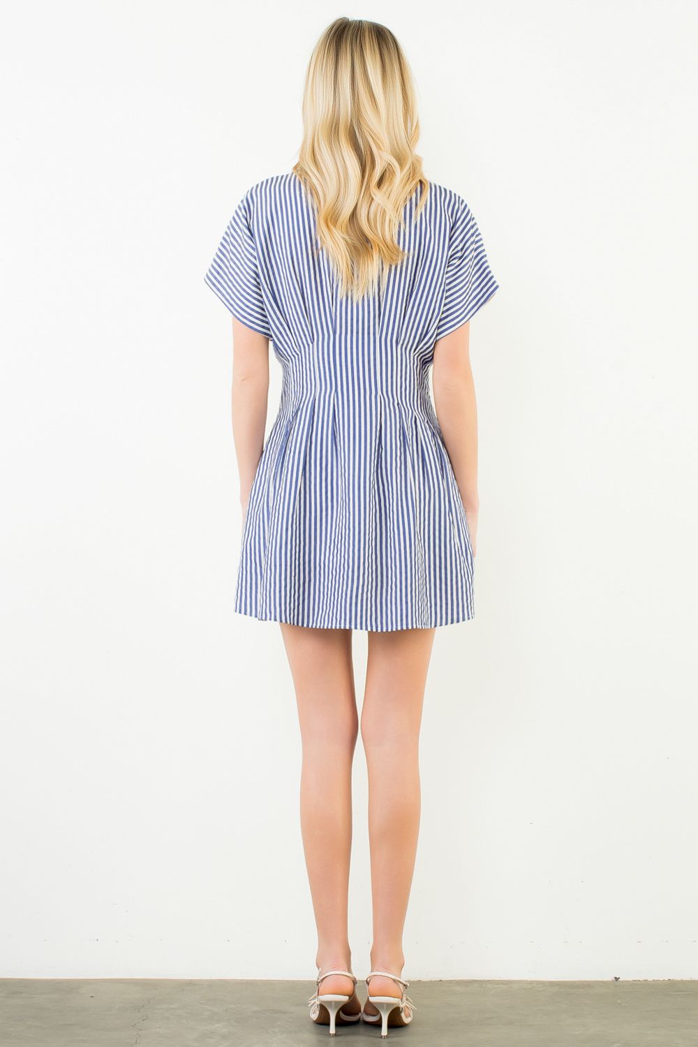 Blue Striped Button Front Dress