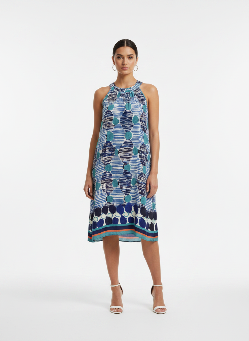 Multi-Pattern Sleeveless Dress