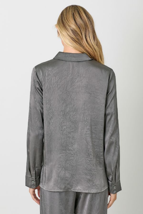 CRINKLE SATIN TWIST FRONT BLOUSE