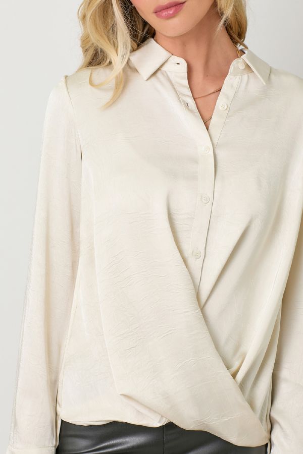 CRINKLE SATIN TWIST FRONT BLOUSE