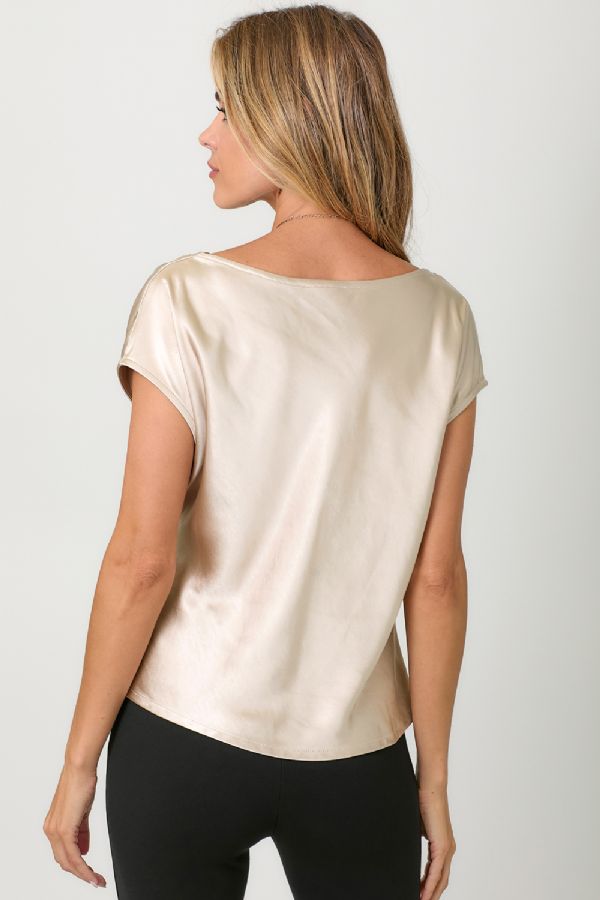 SATIN COWL NECK TOP