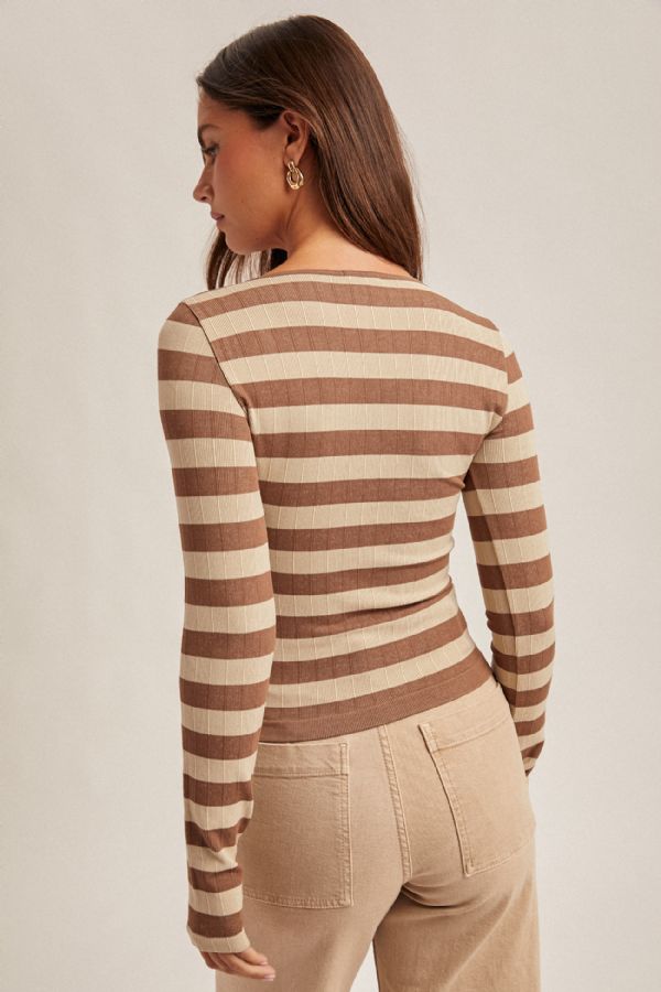 Long Sleeve Seamless Stripe Top