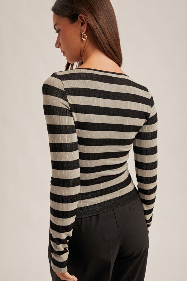 Long Sleeve Seamless Stripe Top